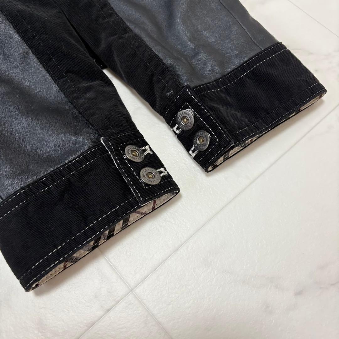 【美品】バーバリーブラックレーベル レザージャケット コーデュロイ ノバチェック