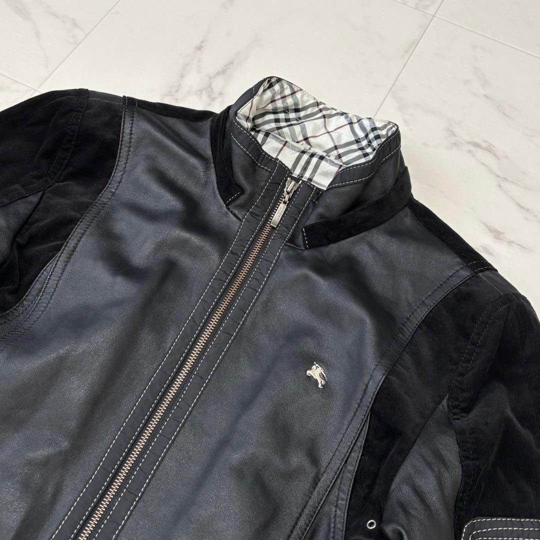 【美品】バーバリーブラックレーベル レザージャケット コーデュロイ ノバチェック