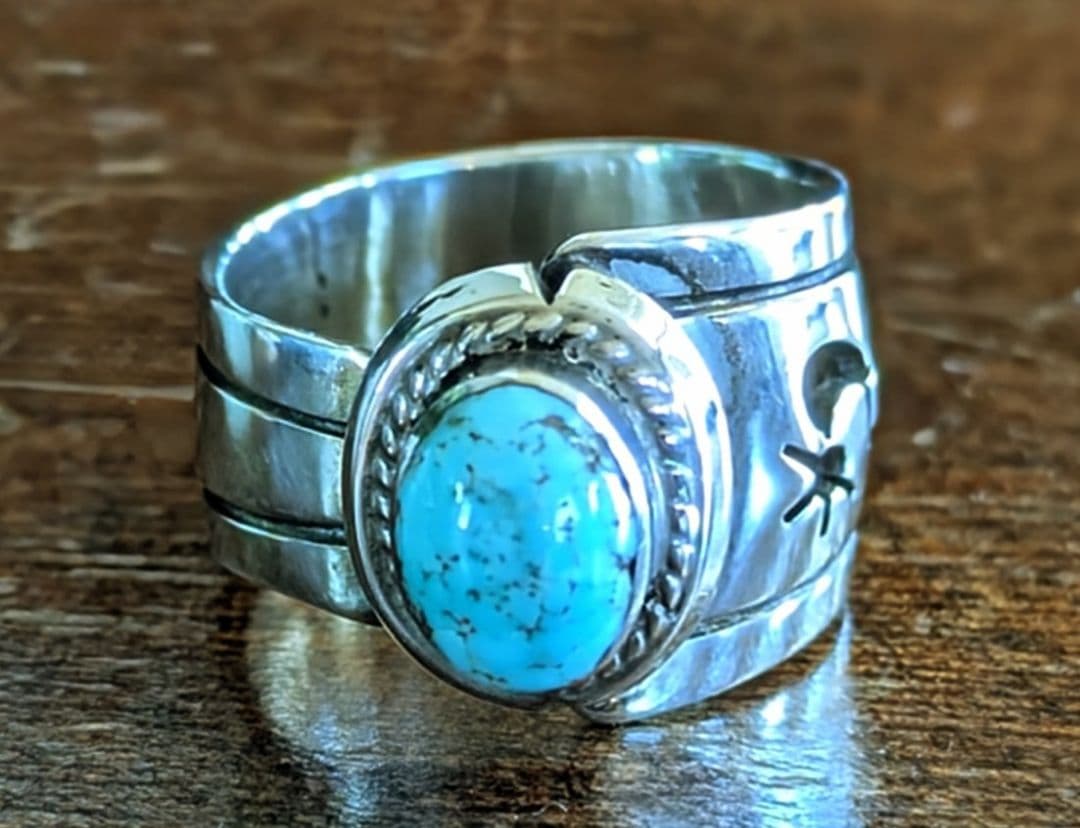 アメリカインディアンジュエリー ターコイズ シルバー925 フリーサイズリング