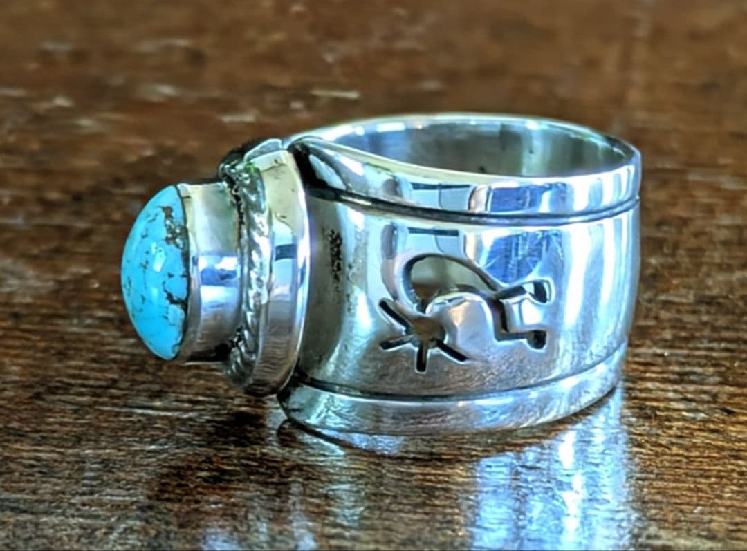 アメリカインディアンジュエリー ターコイズ シルバー925 フリーサイズリング