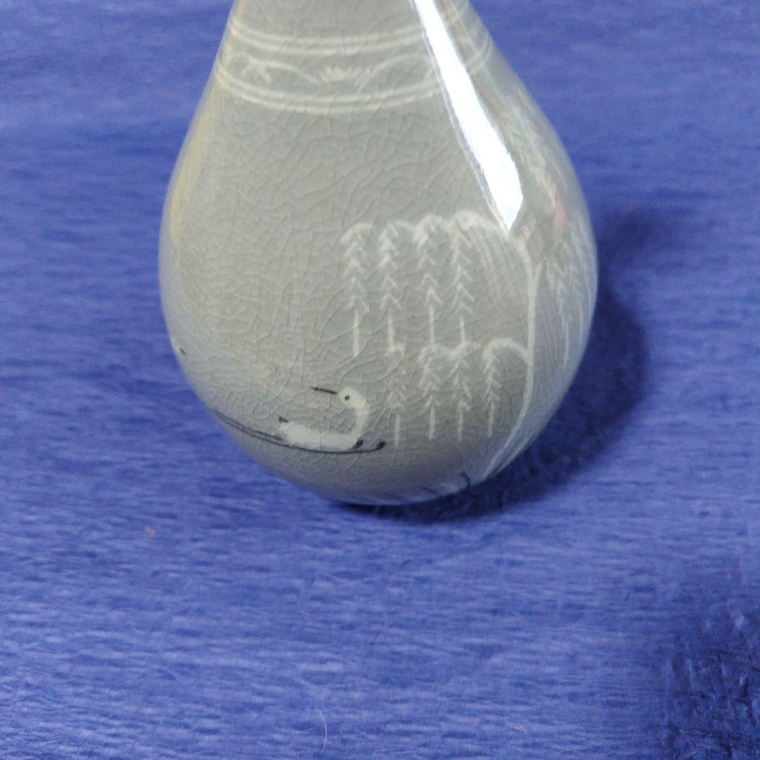 高麗青磁　柳海剛　花瓶 1986　陶器　レトロ