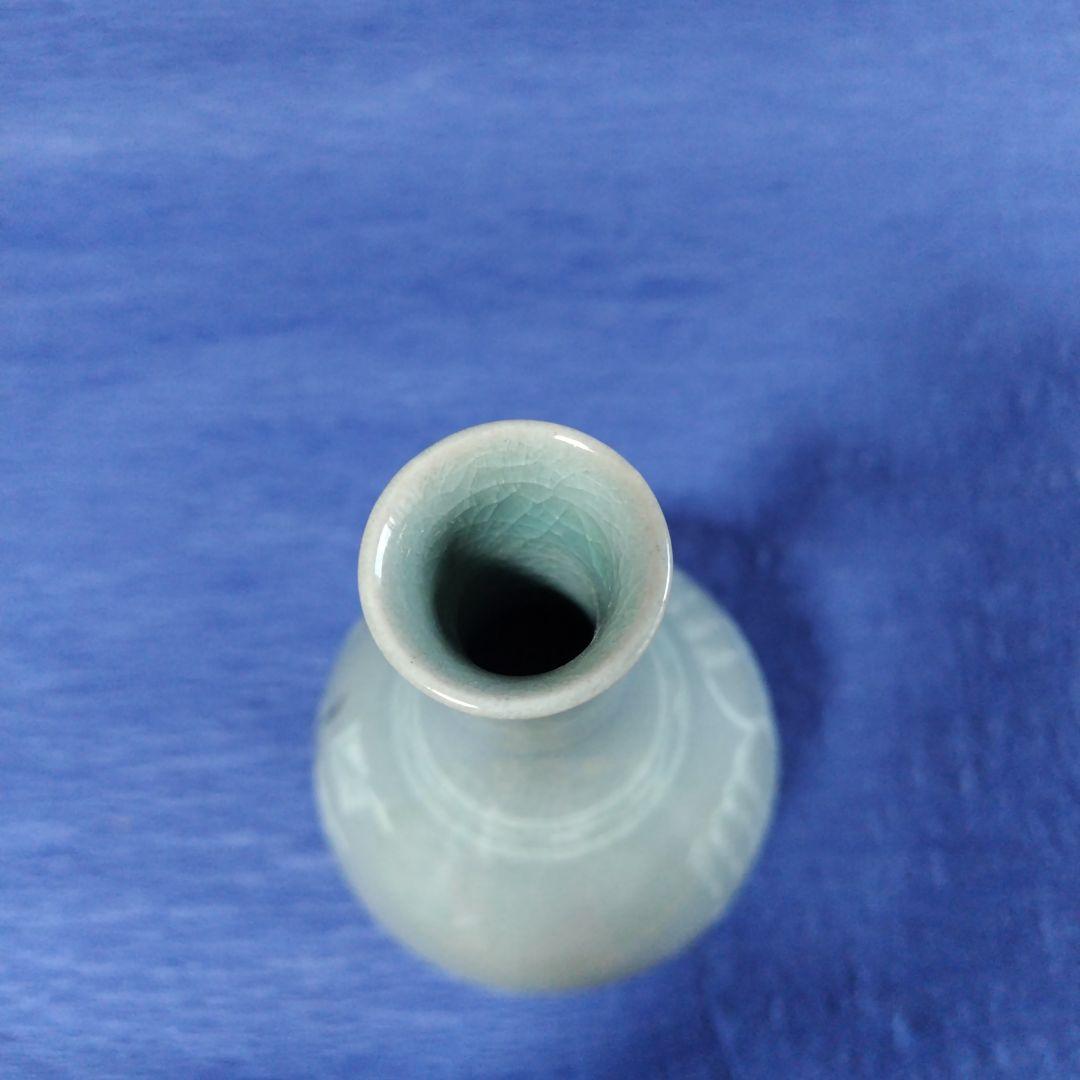 高麗青磁　柳海剛　花瓶 1986　陶器　レトロ
