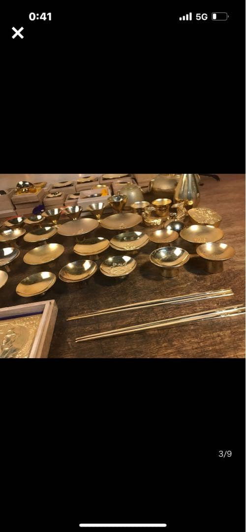 まとめ売り24KGP金杯。記念メダル金箸、茶釜，香炉全部で約60個以上あります
