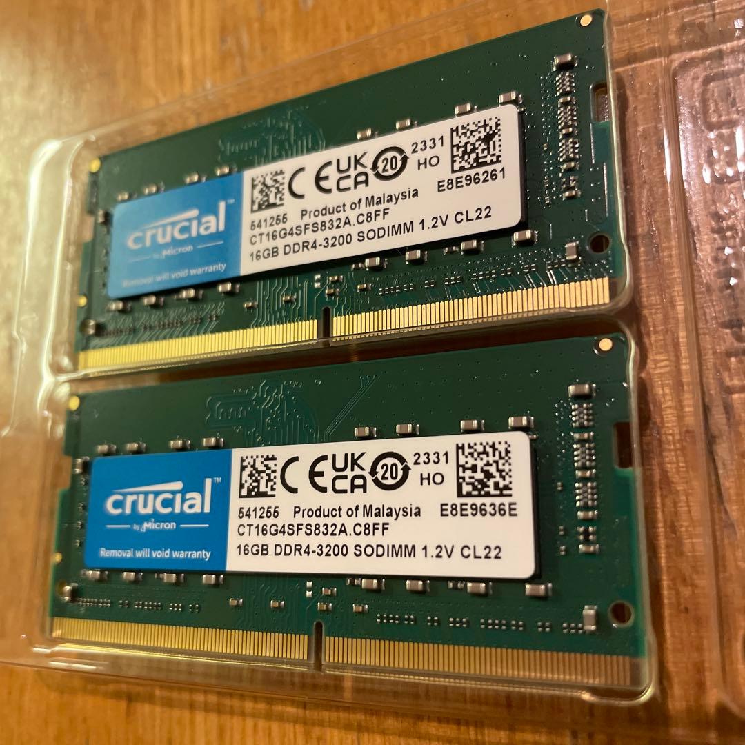 Crucial SODIMM DDR4-3200 16GB x 2枚
