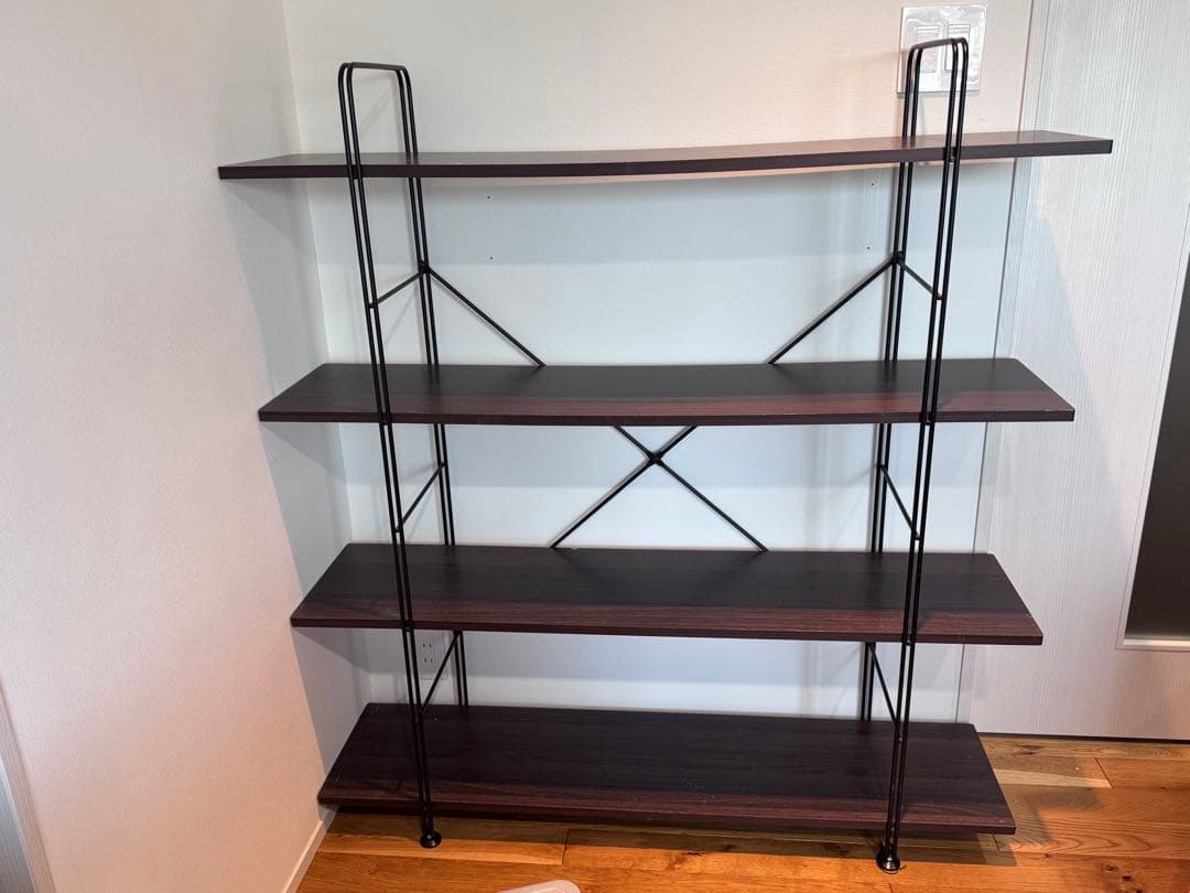 6*6様 ウォルナット アイアンラック 4段シェルフ 幅約120cm×高さ約13
