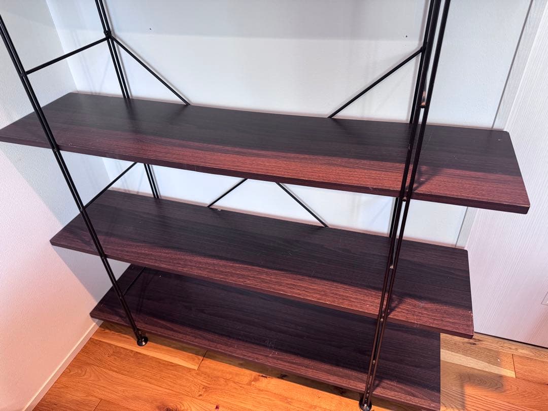 6*6様 ウォルナット アイアンラック 4段シェルフ 幅約120cm×高さ約13