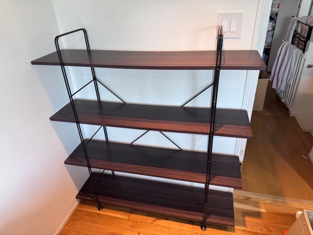 6*6様 ウォルナット アイアンラック 4段シェルフ 幅約120cm×高さ約13