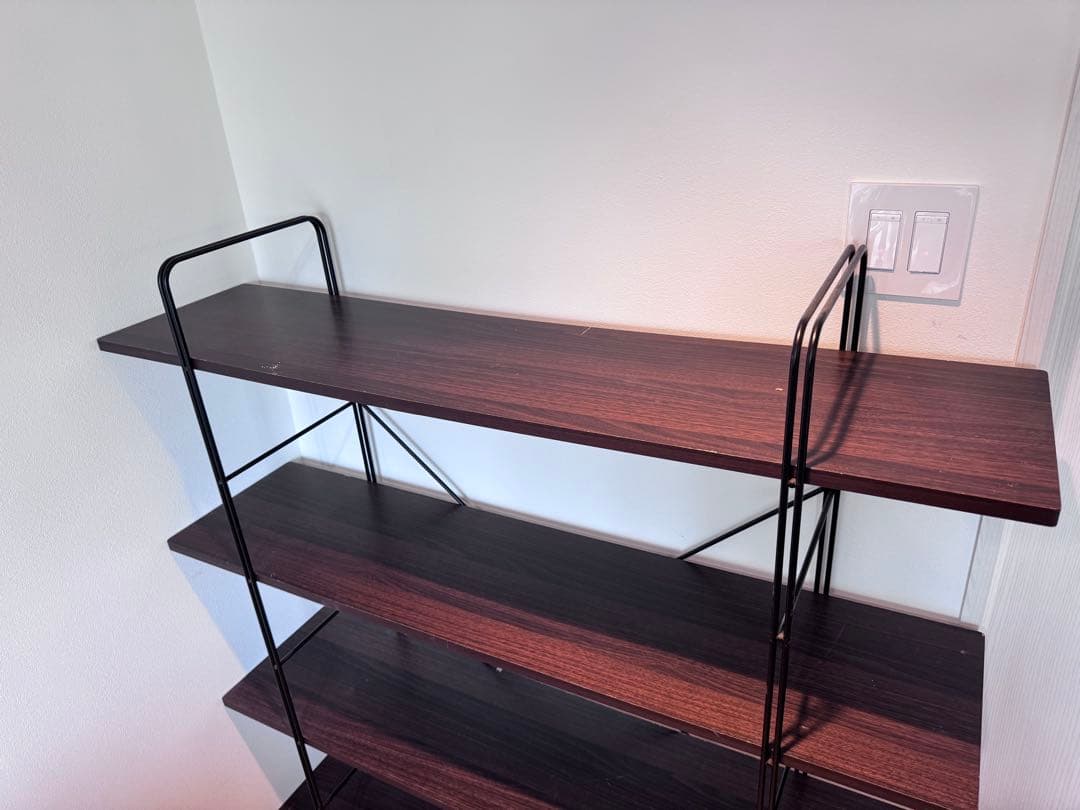 6*6様 ウォルナット アイアンラック 4段シェルフ 幅約120cm×高さ約13