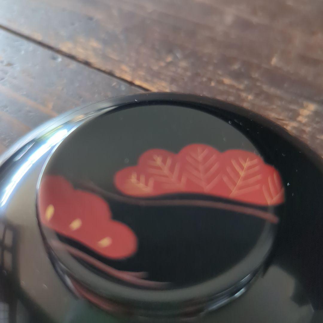 京都美術　漆芸作家　作家もの　山中漆器　草花絵変わり　雑煮椀　吸物椀　黒　5客揃