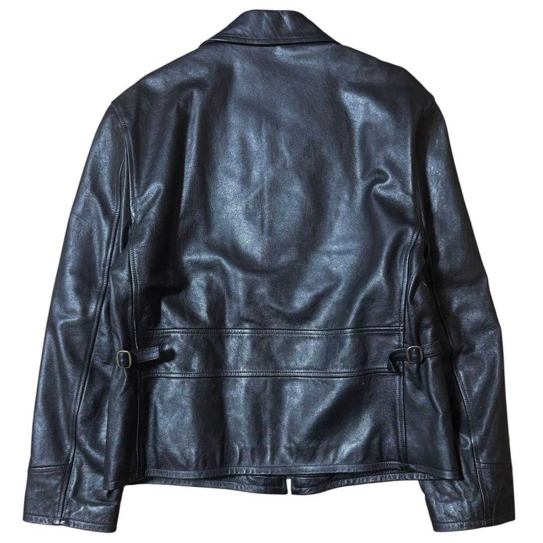 雰囲気抜群 ベネトン 短丈 レザージャケット 内側キルティング ブラック M