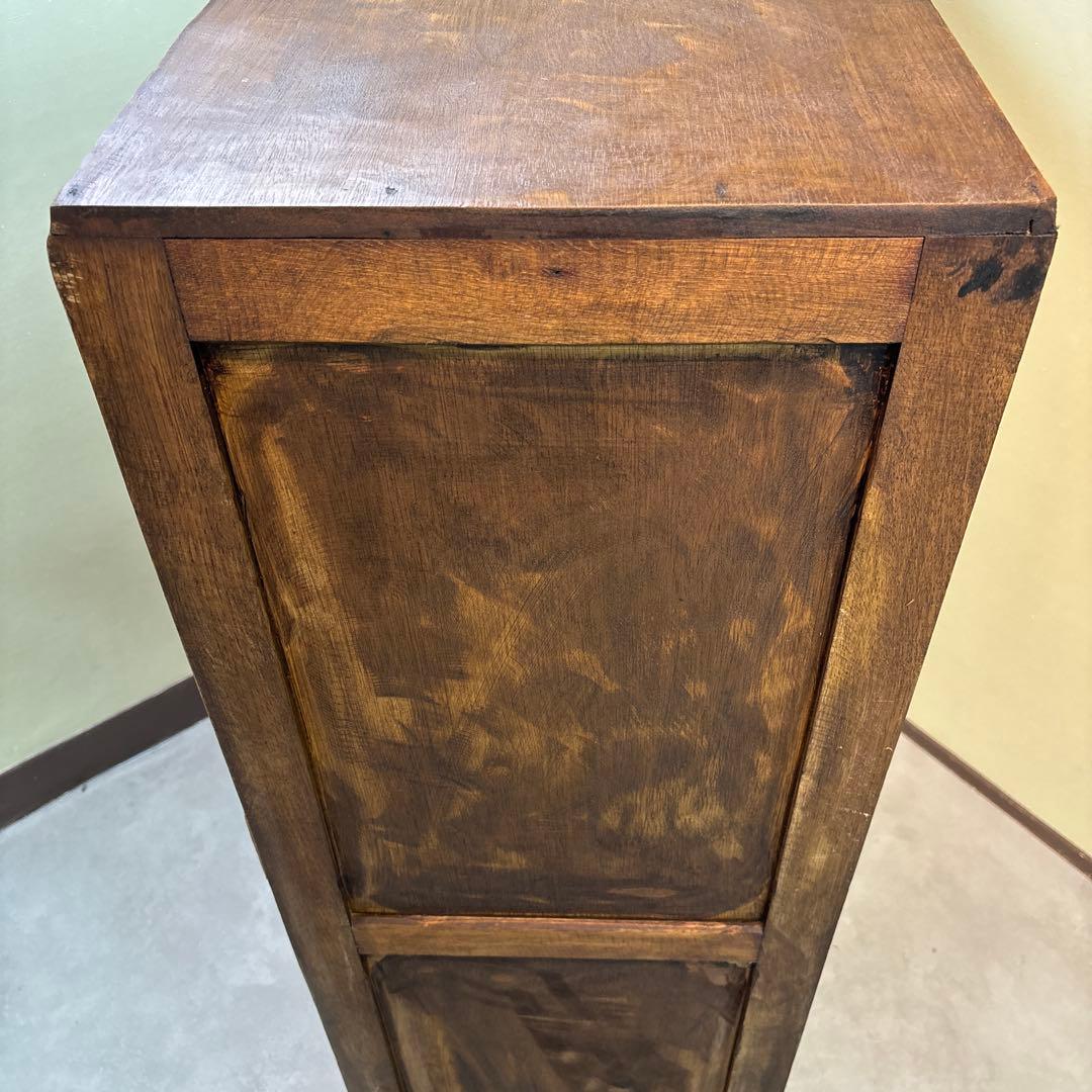 木製食器棚 アンティーク家具 波ガラス レトロ　ラック