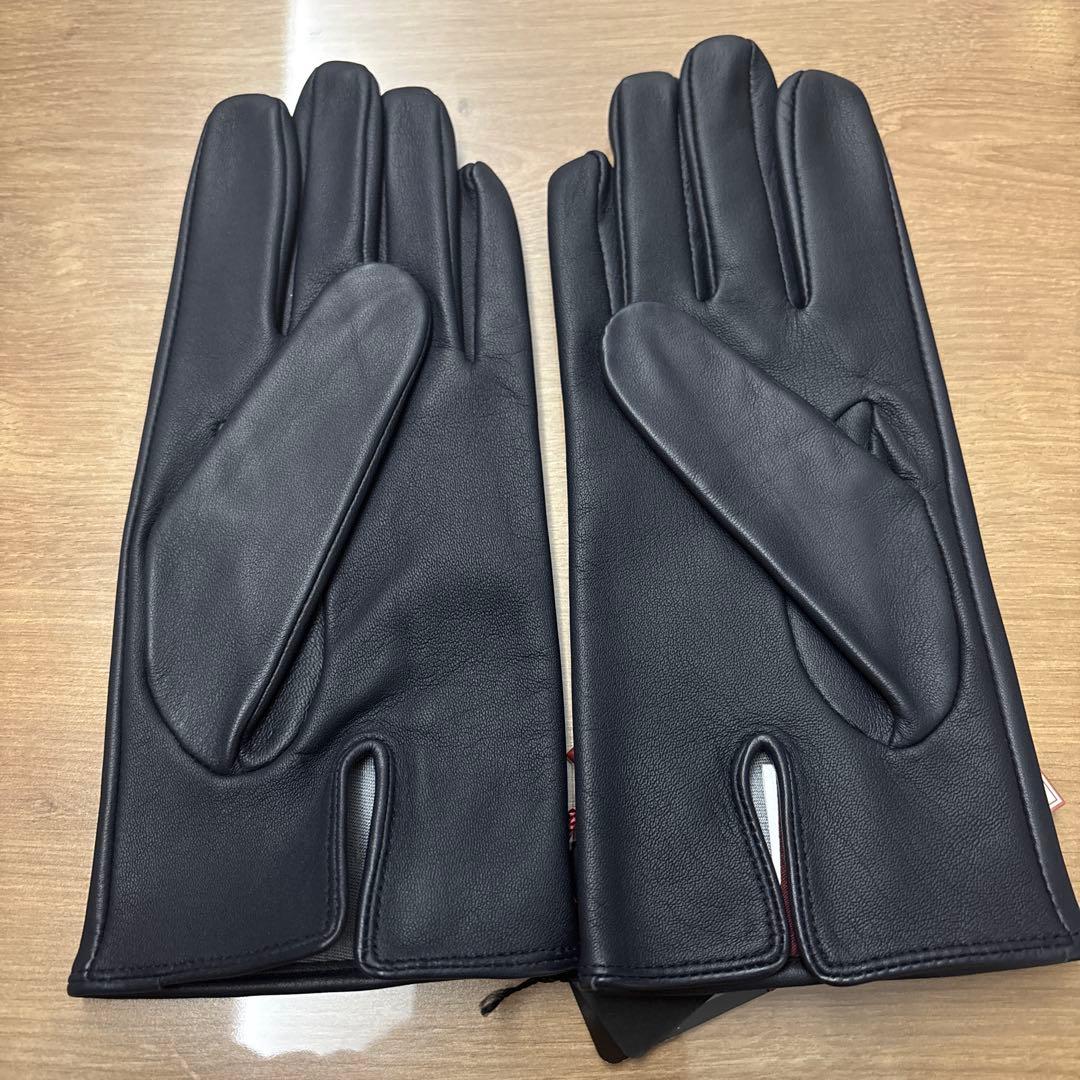 DENTS ネイビー 羊革手袋 シルク裏地　7 1/2 22センチ
