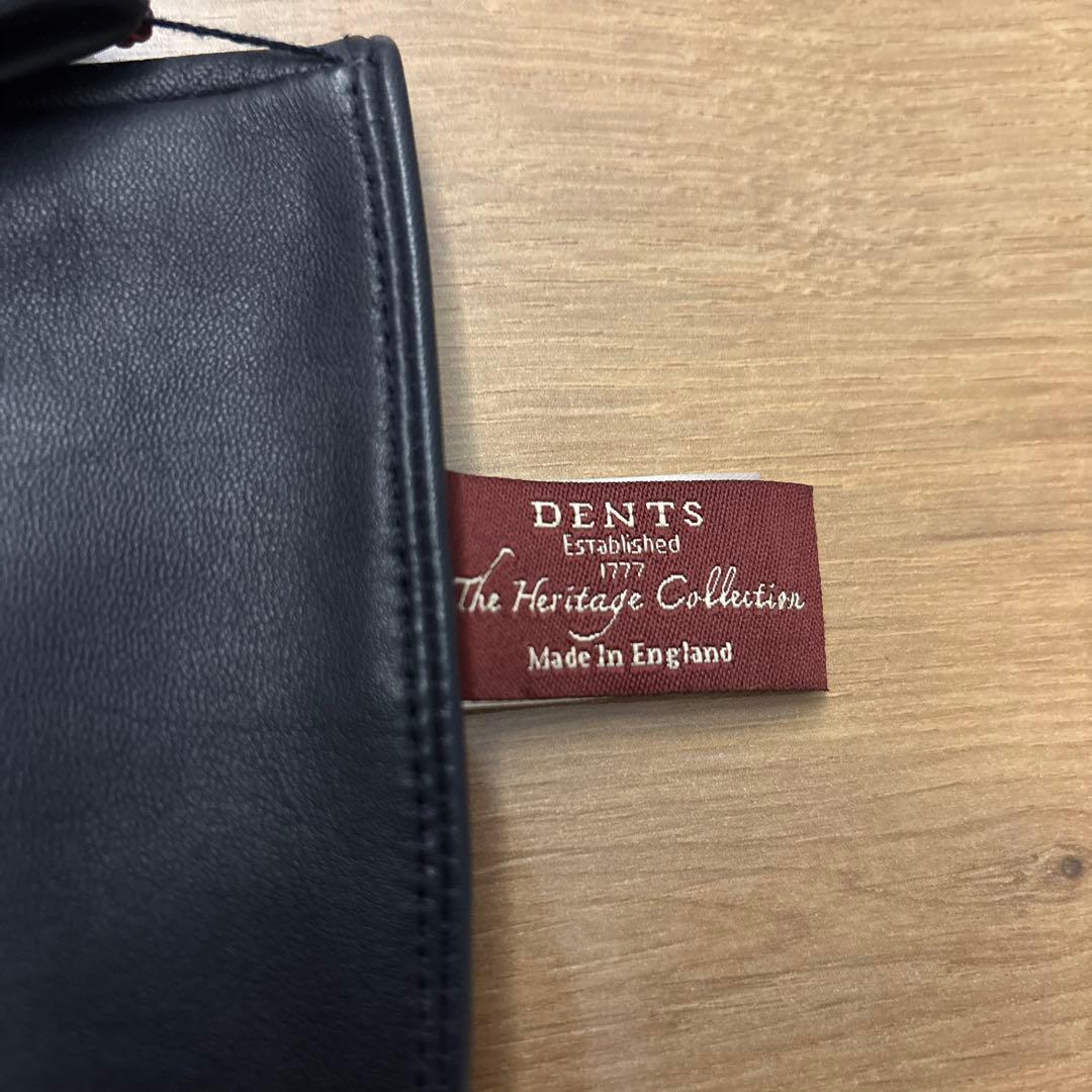 DENTS ネイビー 羊革手袋 シルク裏地　7 1/2 22センチ