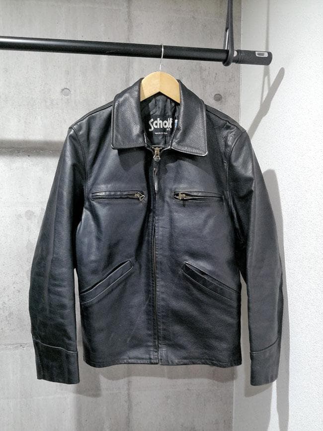 USA製 Schott 634 襟付き レザー ライダースジャケット 36 黒