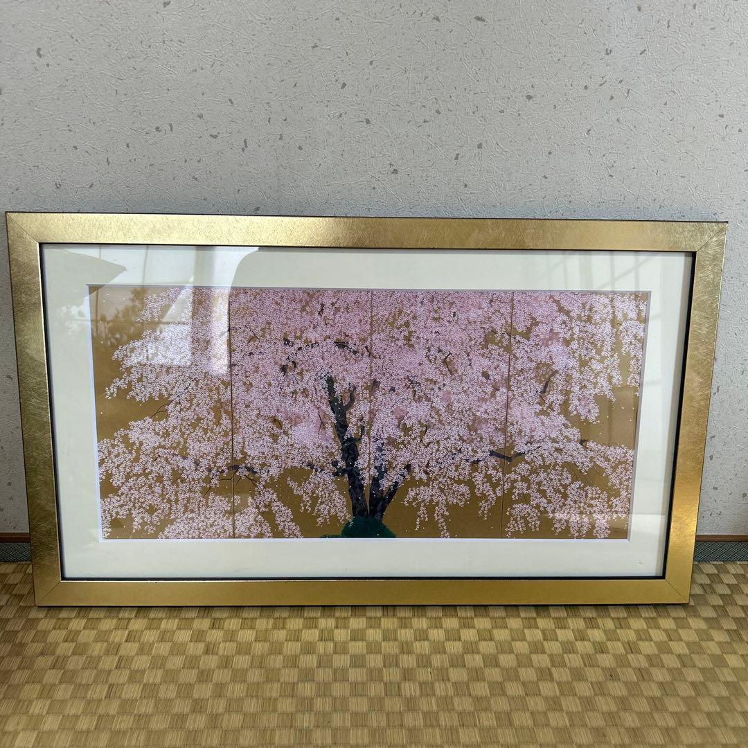 【中島千波】金色の額縁に優雅な満開の桜