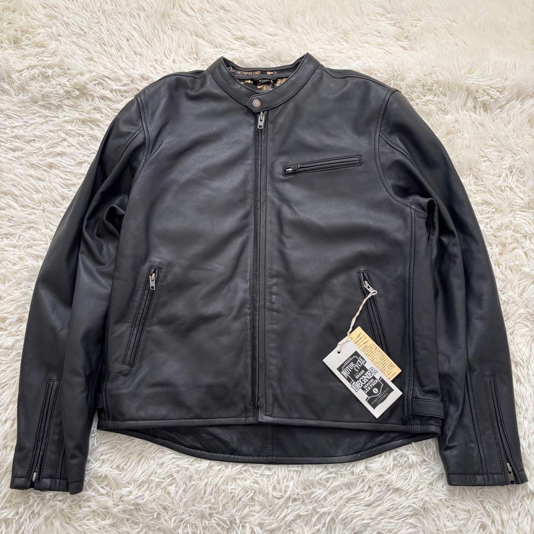 【未使用品】DEGNER デグナー金襴 レザージャケット「雲龍」XL ブラック