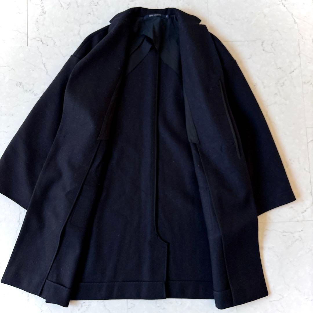 ソフィードール ウールメルトン オーバーサイズ 比翼 リバーコート ネイビー