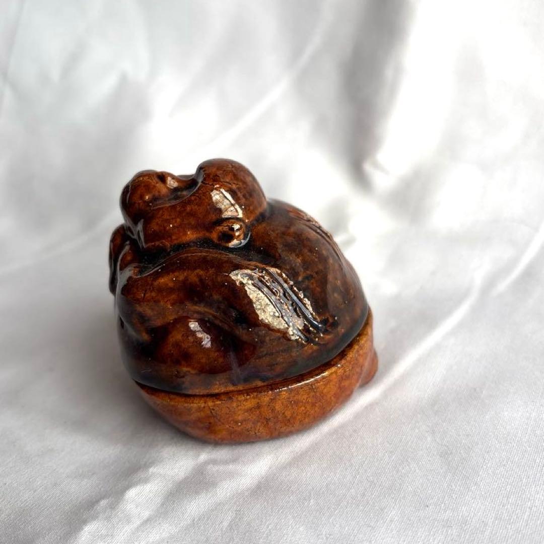 陶器製猿の香合　桐箱付