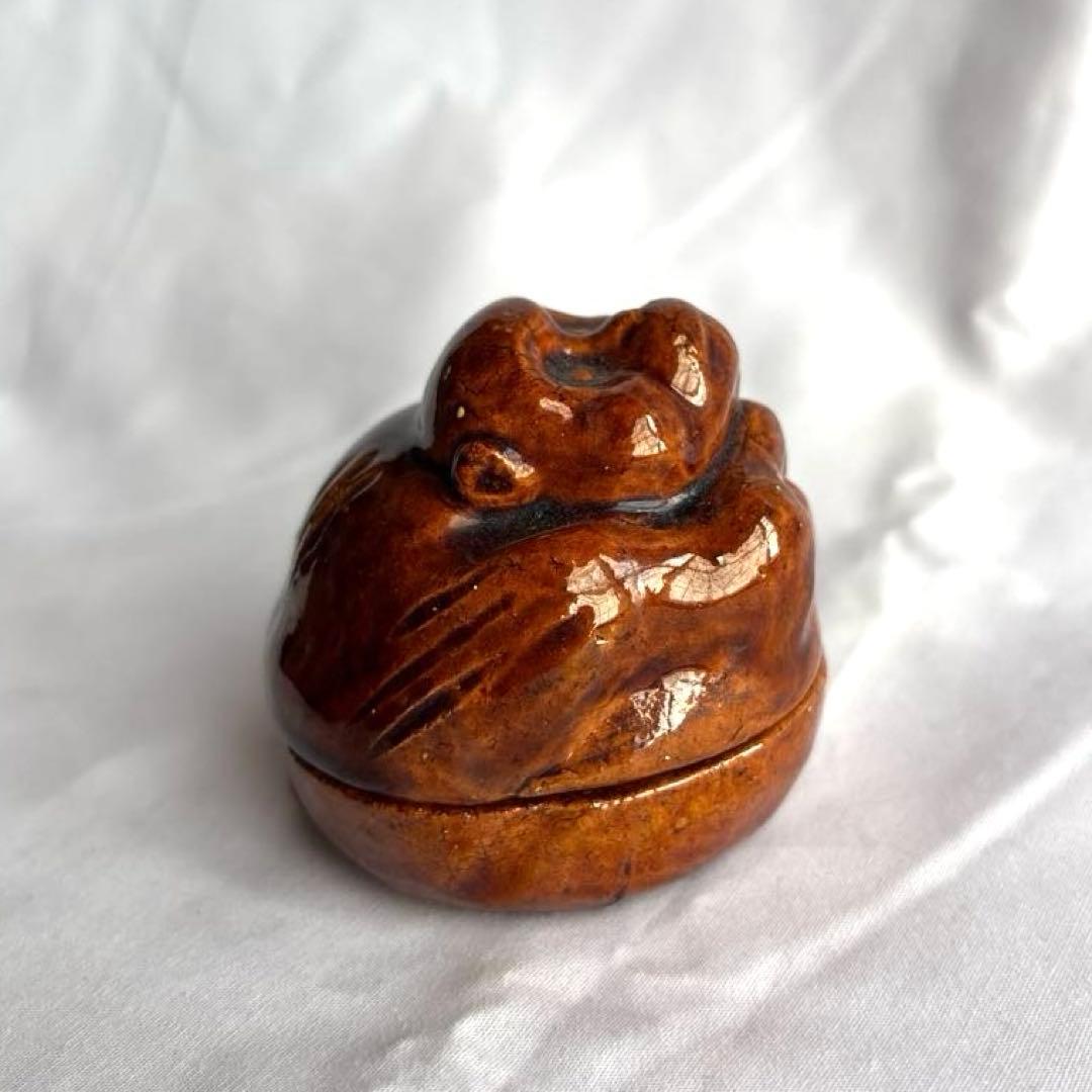陶器製猿の香合　桐箱付