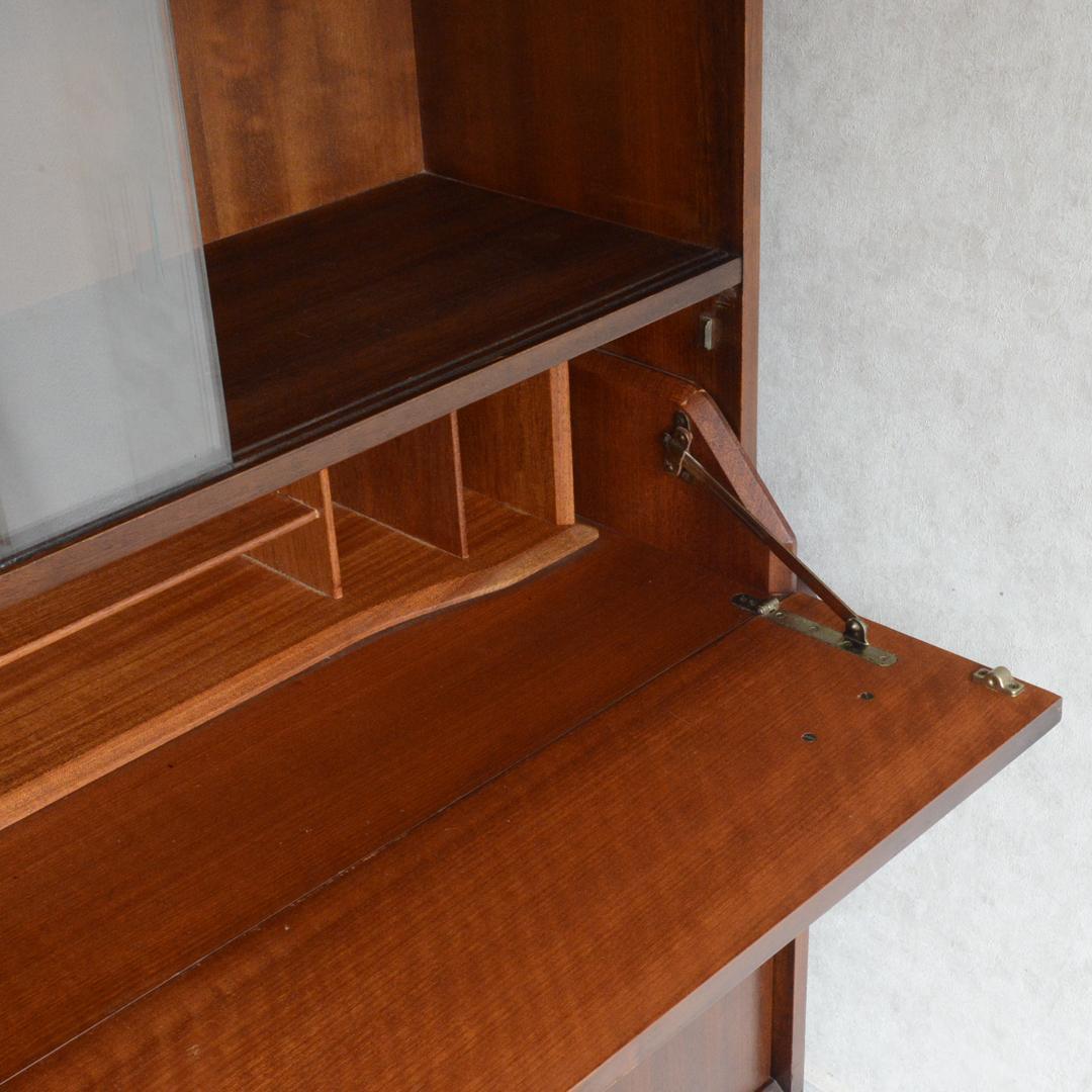 イギリス ヴィンテージ Beautility ガラスキャビネット ビューロー付