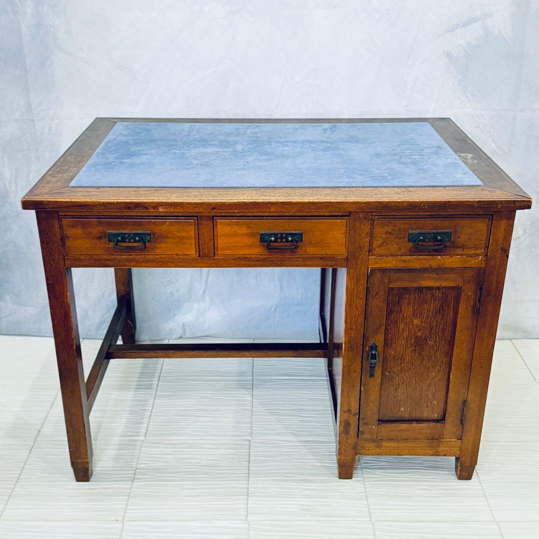 アンティーク 裁縫デスク 引き出し付き フェルト天板 大正レトロ 昭和レトロ