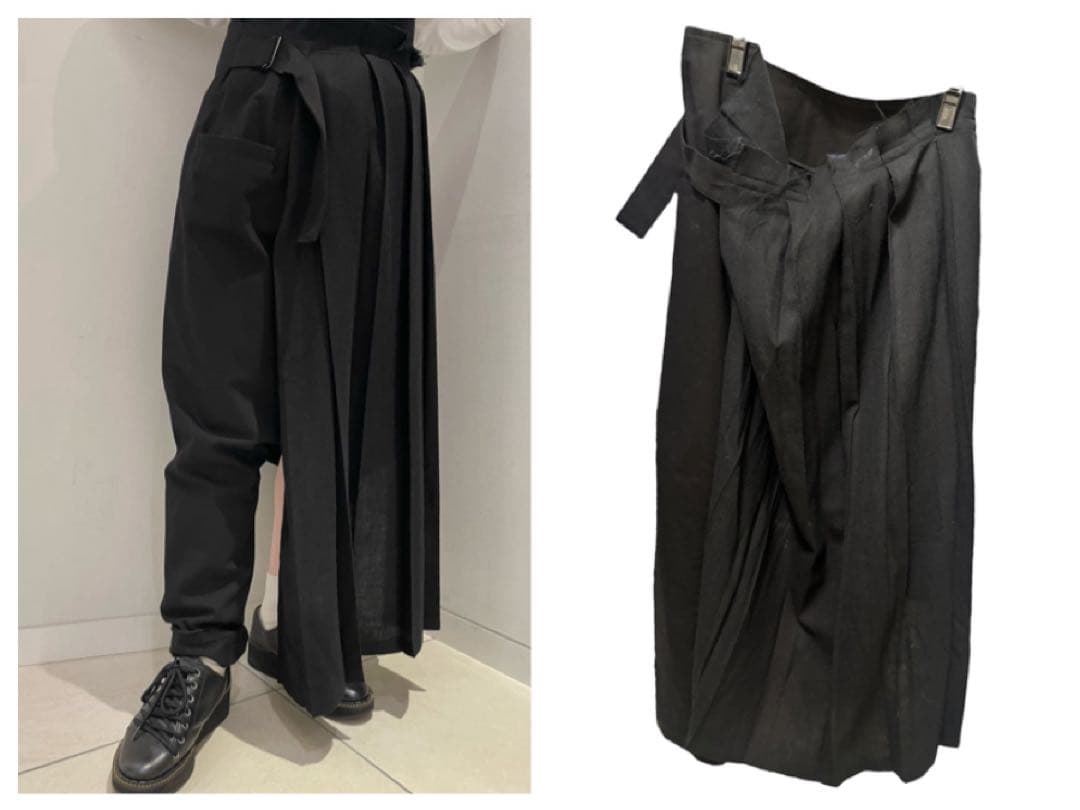 LIMI feu ヨウジヤマモト　スカートパンツ　ボトム　コットン ブラック