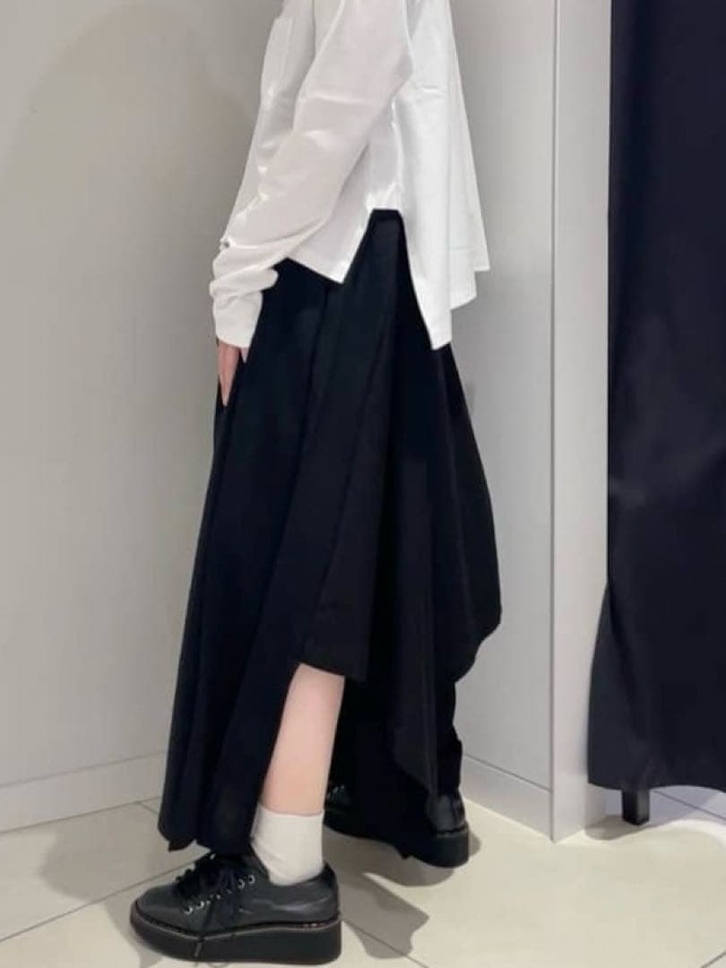 LIMI feu ヨウジヤマモト　スカートパンツ　ボトム　コットン ブラック