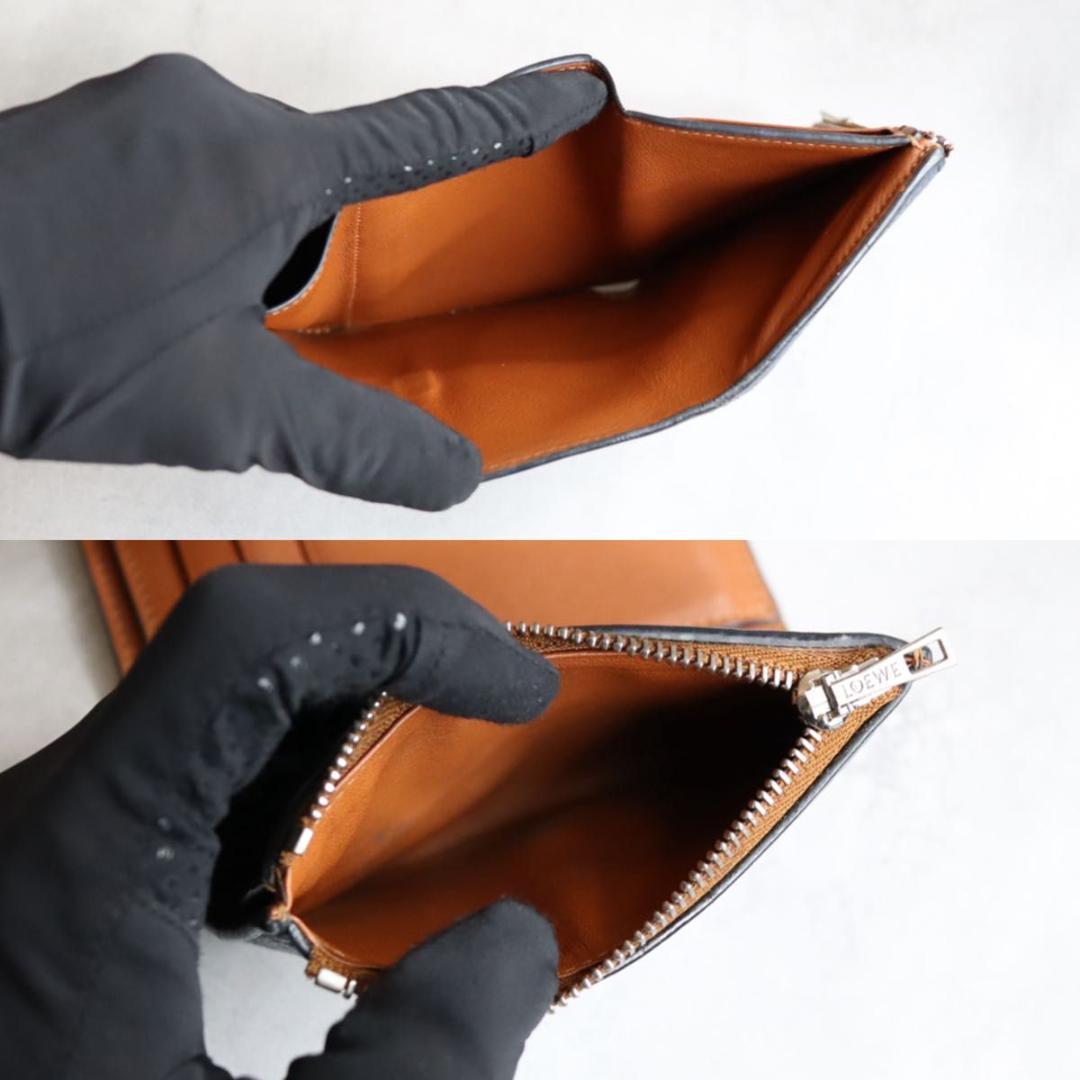 LOEWE ロエベ / スモールバーティカルウォレット 三つ折り財布 ネイビー