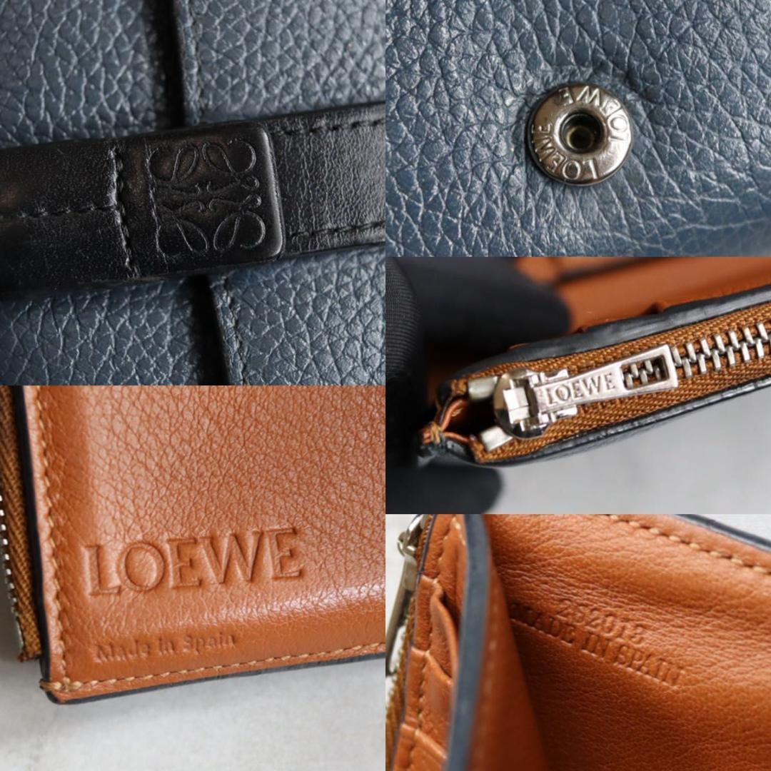 LOEWE ロエベ / スモールバーティカルウォレット 三つ折り財布 ネイビー