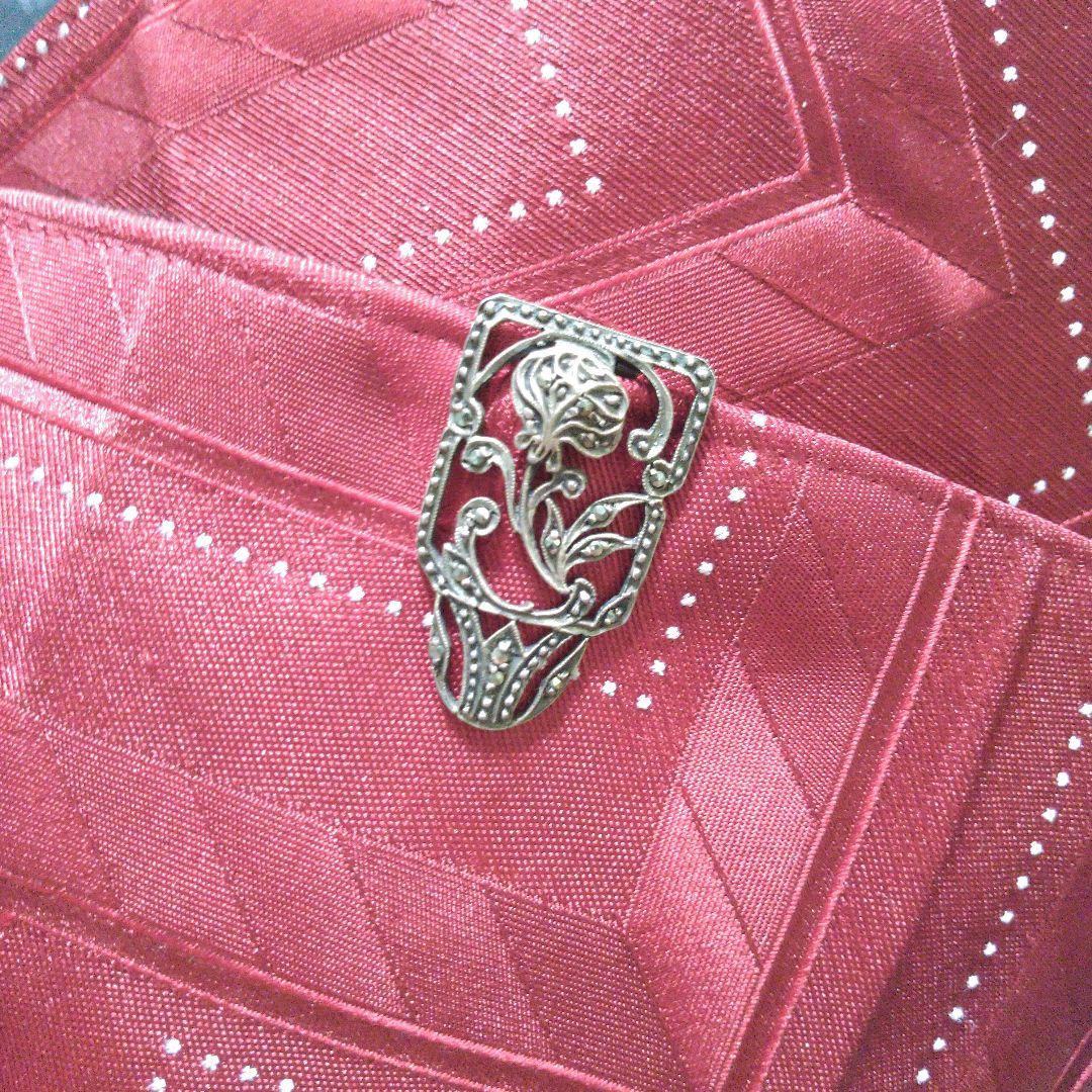 バラ　薔薇　ローズ　デザイン　クリップ　ヴィンテージ　シルバー　銀　マーカサイト