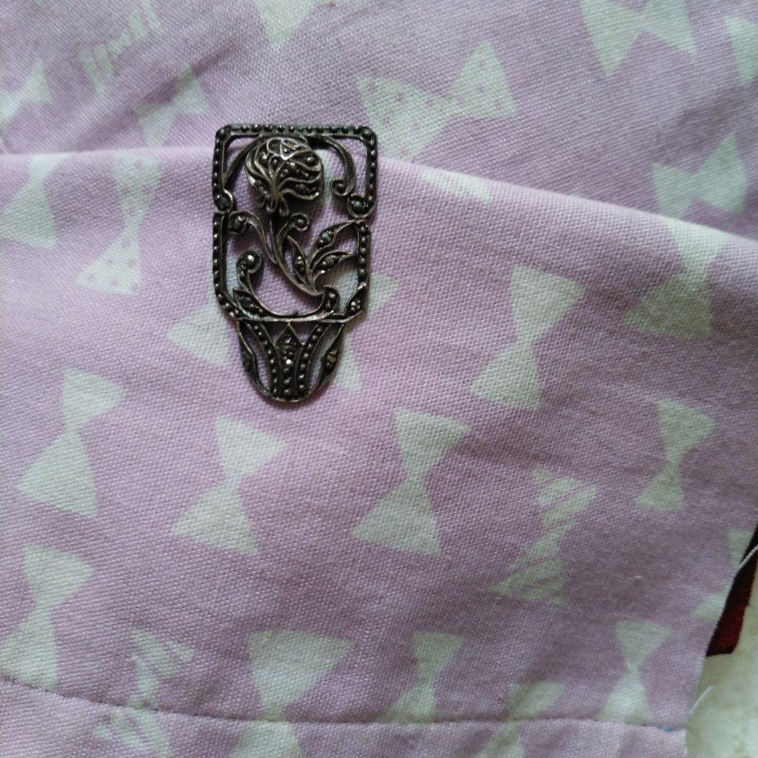 バラ　薔薇　ローズ　デザイン　クリップ　ヴィンテージ　シルバー　銀　マーカサイト