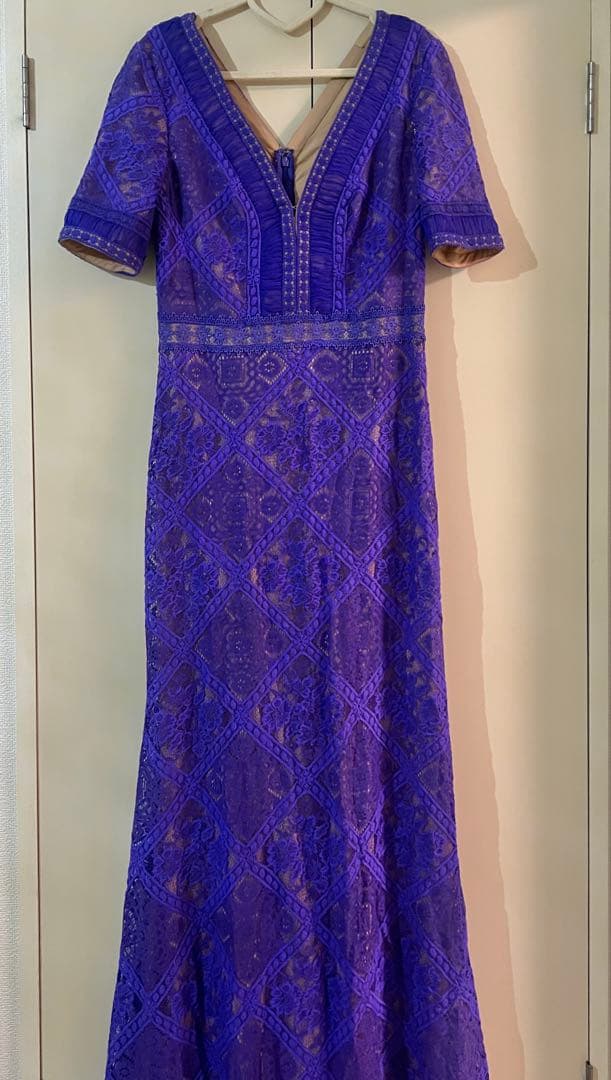 ※てんとう虫【TADASHI SHOJI】紫　レース　ロングドレス