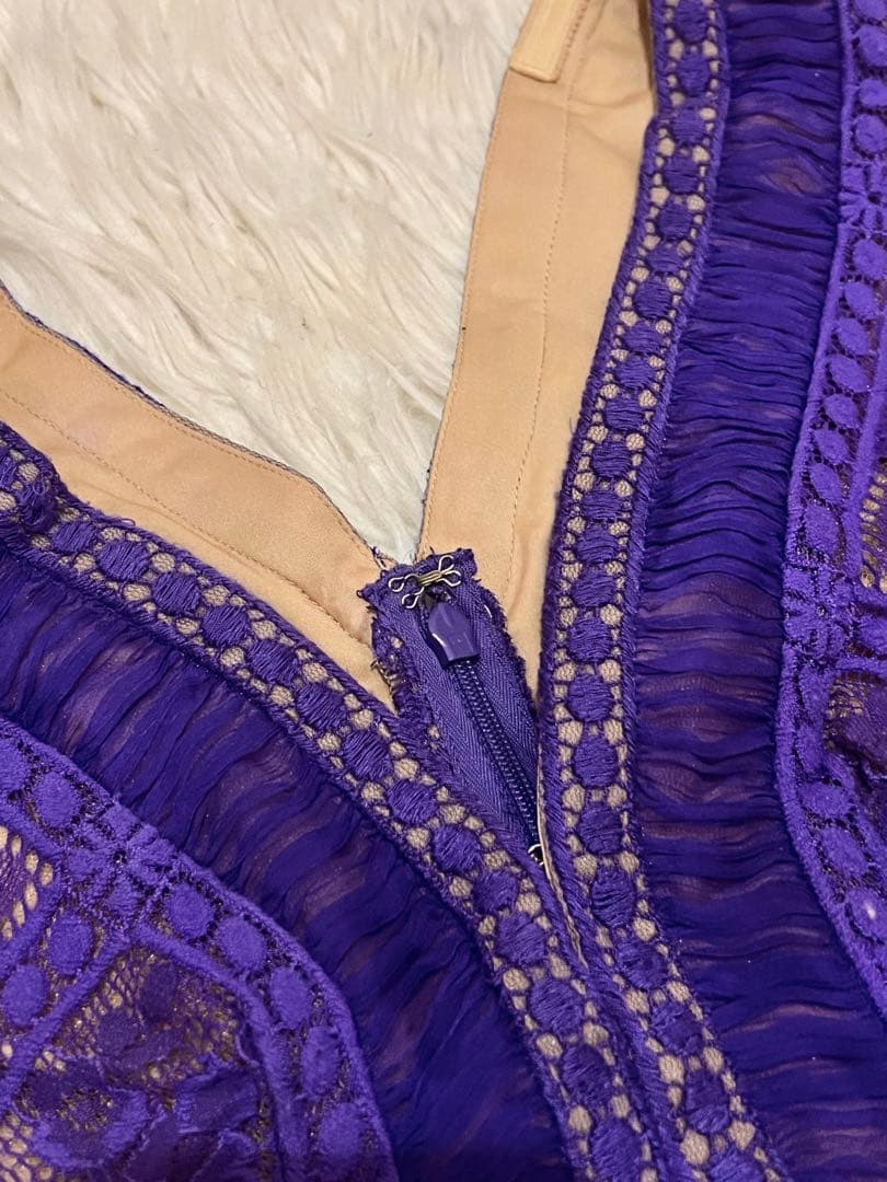 ※てんとう虫【TADASHI SHOJI】紫　レース　ロングドレス