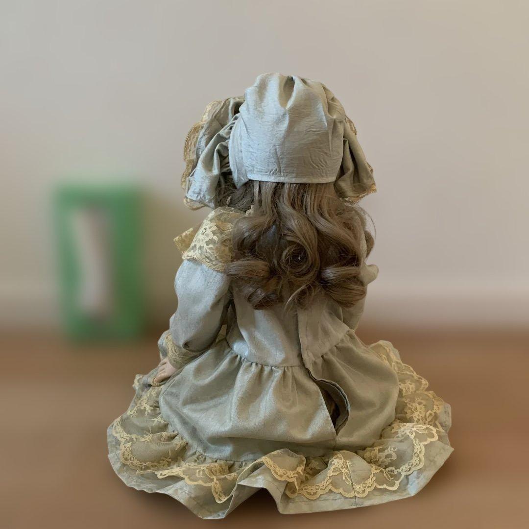 西洋人形 ボンネット付き ドール エメラルドグリーンドレス