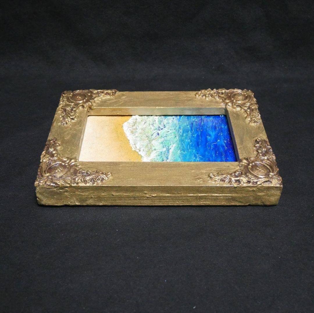 油絵 油彩 油彩画 絵 絵画 キャンバスパネル ミニ絵画【海と砂浜】