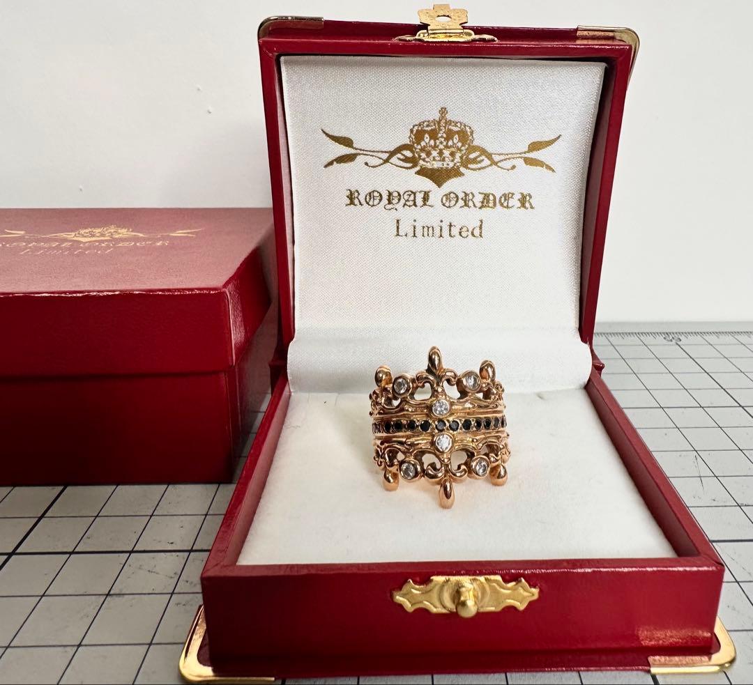 s*u様 ロイヤルオーダー　ダブルティアラ リング18k PG ダイヤ＋ブラック