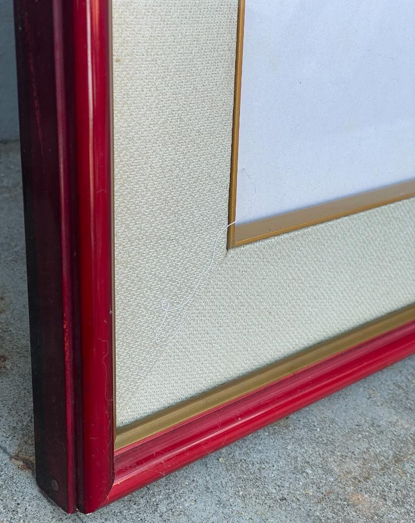 大型 額縁 フレーム 赤 レッド ゴールド マット付 和洋兼用 高級 中古
