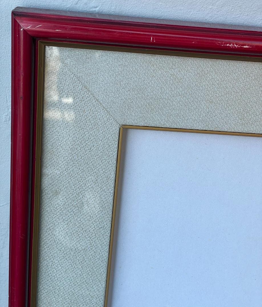 大型 額縁 フレーム 赤 レッド ゴールド マット付 和洋兼用 高級 中古