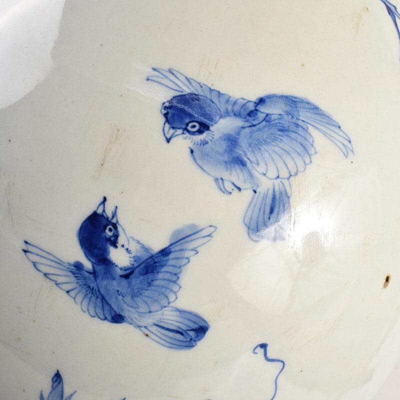 瀬戸焼　古瀬戸　染付花鳥文広口瓶　花瓶　高さ約54cm　M　R8797H