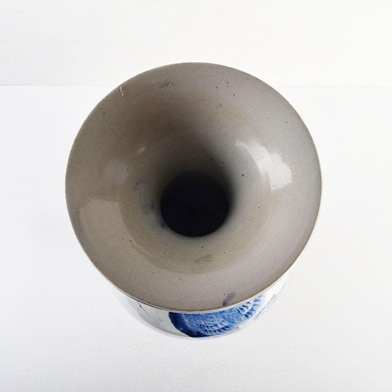 瀬戸焼　古瀬戸　染付花鳥文広口瓶　花瓶　高さ約54cm　M　R8797H