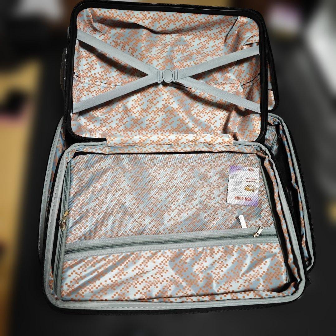 新品 スーツケース 2点セットブラック 拡張機能付き TSAロック搭載