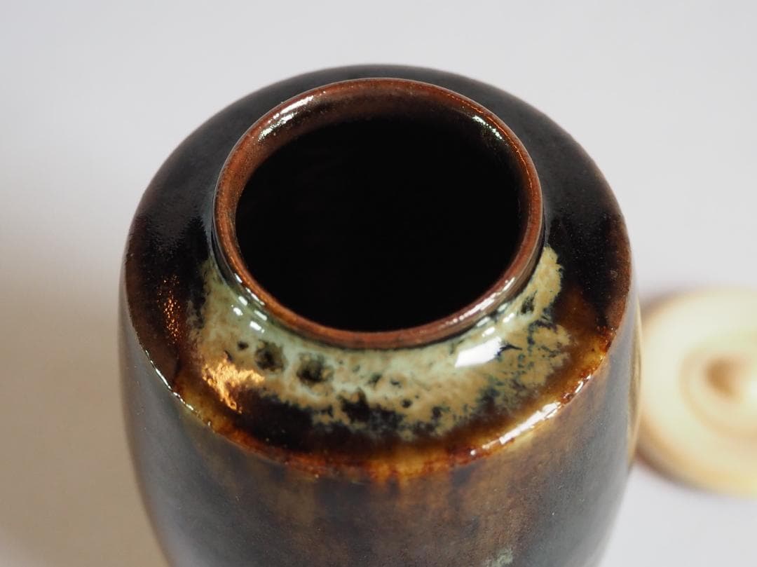 裏千家14世淡々斎宗室御書付『膳所焼肩衝茶入』陽炎園岩崎健三造（共箱）