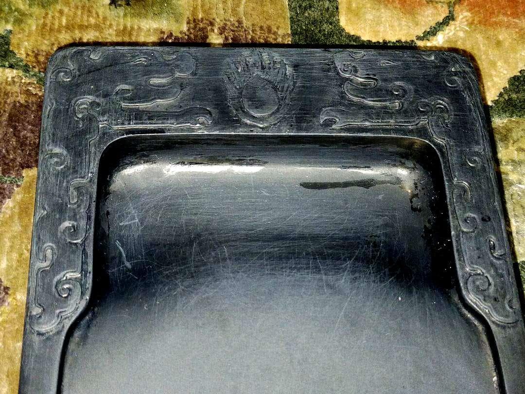 ♥中国　火焔双獣文　端渓硯　古硯　７　端渓　硯　骨董品
