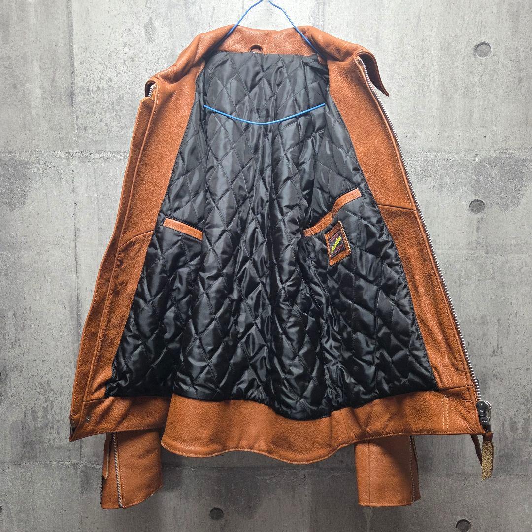 ブラウン レザー シングルライダースジャケット 本革