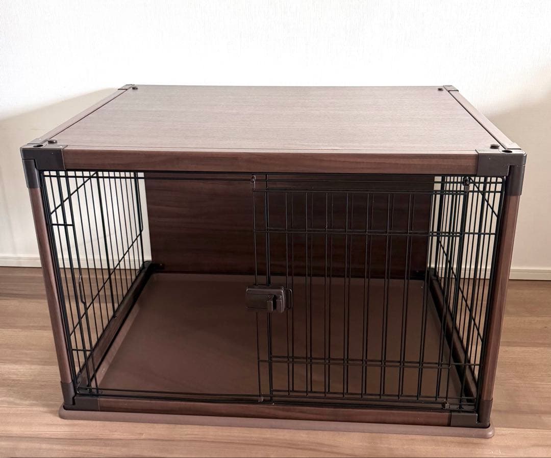 ダークブラウン ペットケージ スライド扉