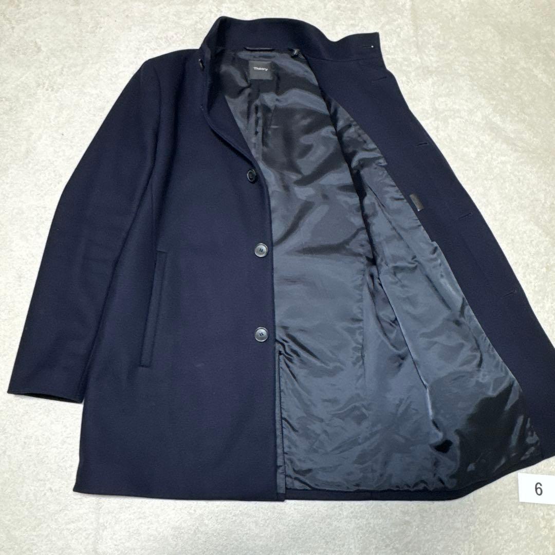 06 美品　セオリー　theory スタンドカラーコート　ネイビー　M カシミア