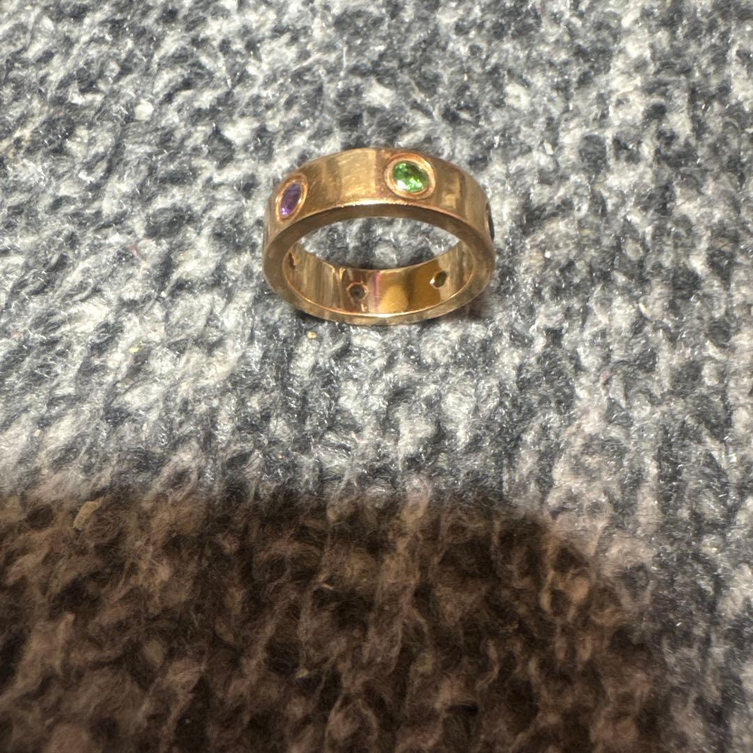 カルティエ　サファイア　ガーネット　ピンクゴールド　ラブリング　k18