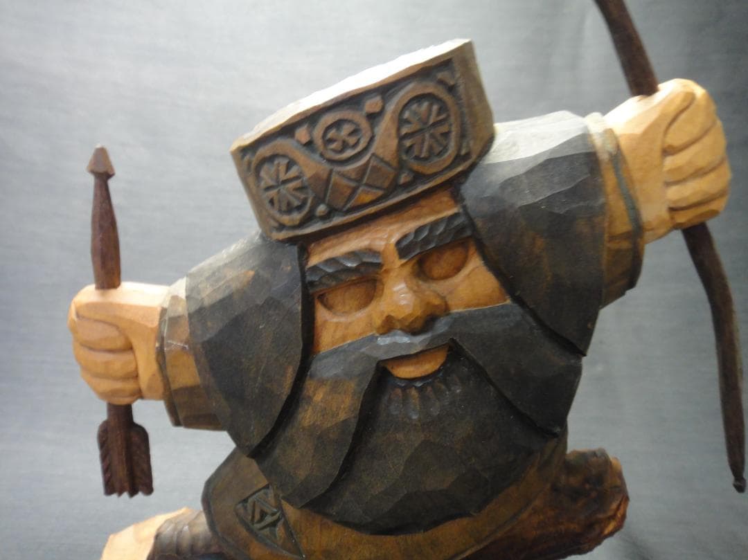 川上 哲 （さとる）作　アイヌ コロポックル 木彫り 彫刻　藤戸竹喜 に師事