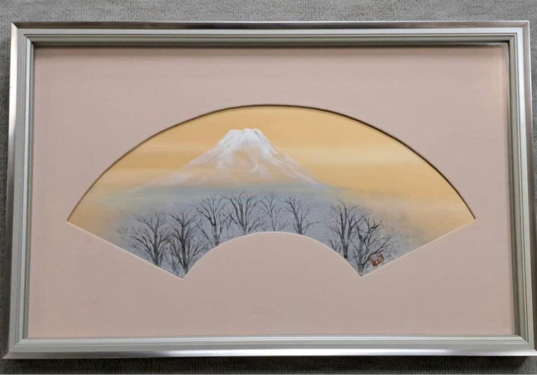 橋田二朗 日本画 彩色 「朝霧」 23.5×53.5cm 印有 共シール有