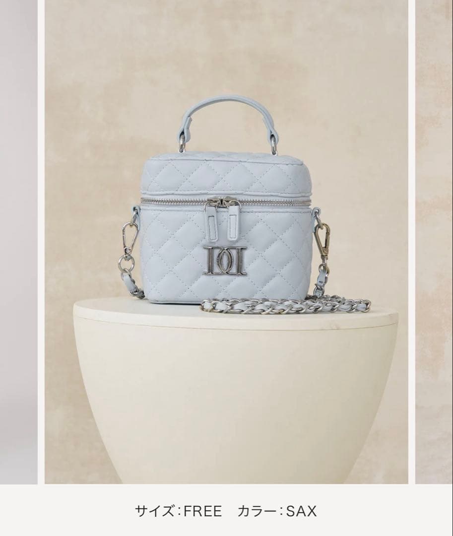 ダーリッチ シルバーパーツ キルティング スクエアミニバッグ サックス sax